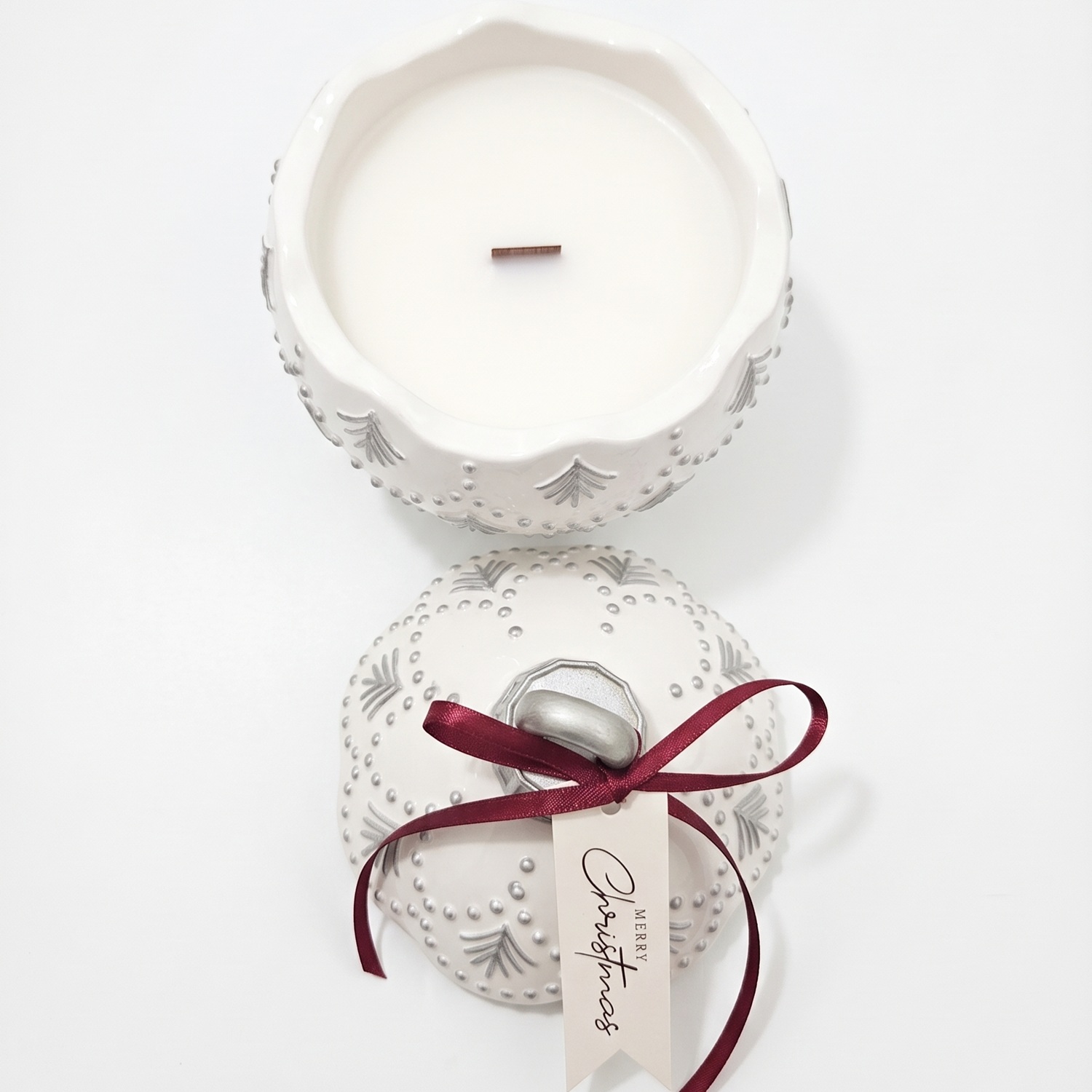 Κερί Christmas Bauble Enchanted MINI - Λευκό / Ασημί / Χειμωνιάτικη Μαγεία / MINI