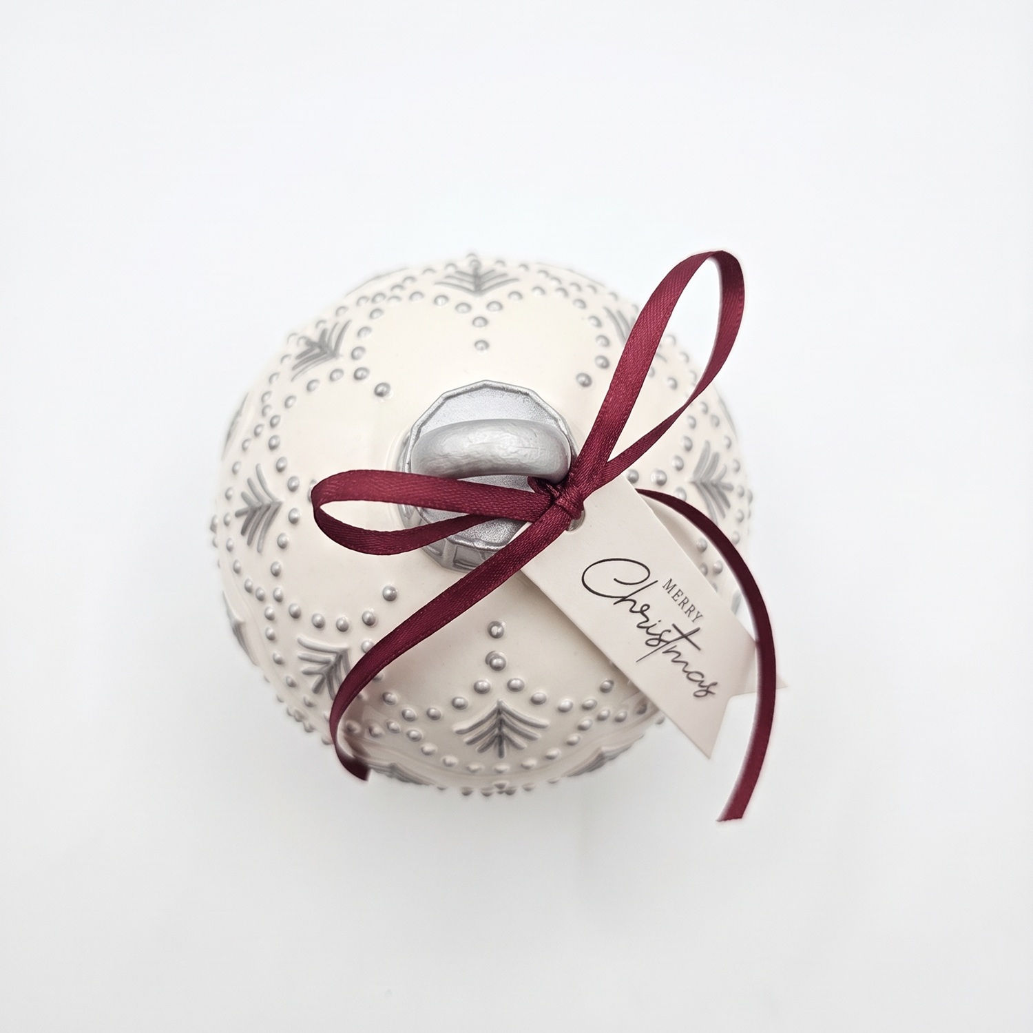 Κερί Christmas Bauble Enchanted MINI - Λευκό / Ασημί / Χειμωνιάτικη Μαγεία / MINI