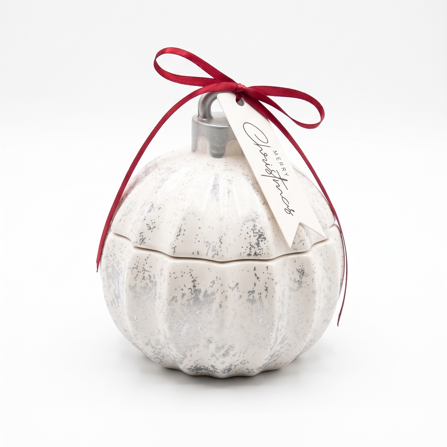 Κερί Christmas Bauble Glitter MINI - Λευκό / Ασημί / Χειμωνιάτικη Μαγεία