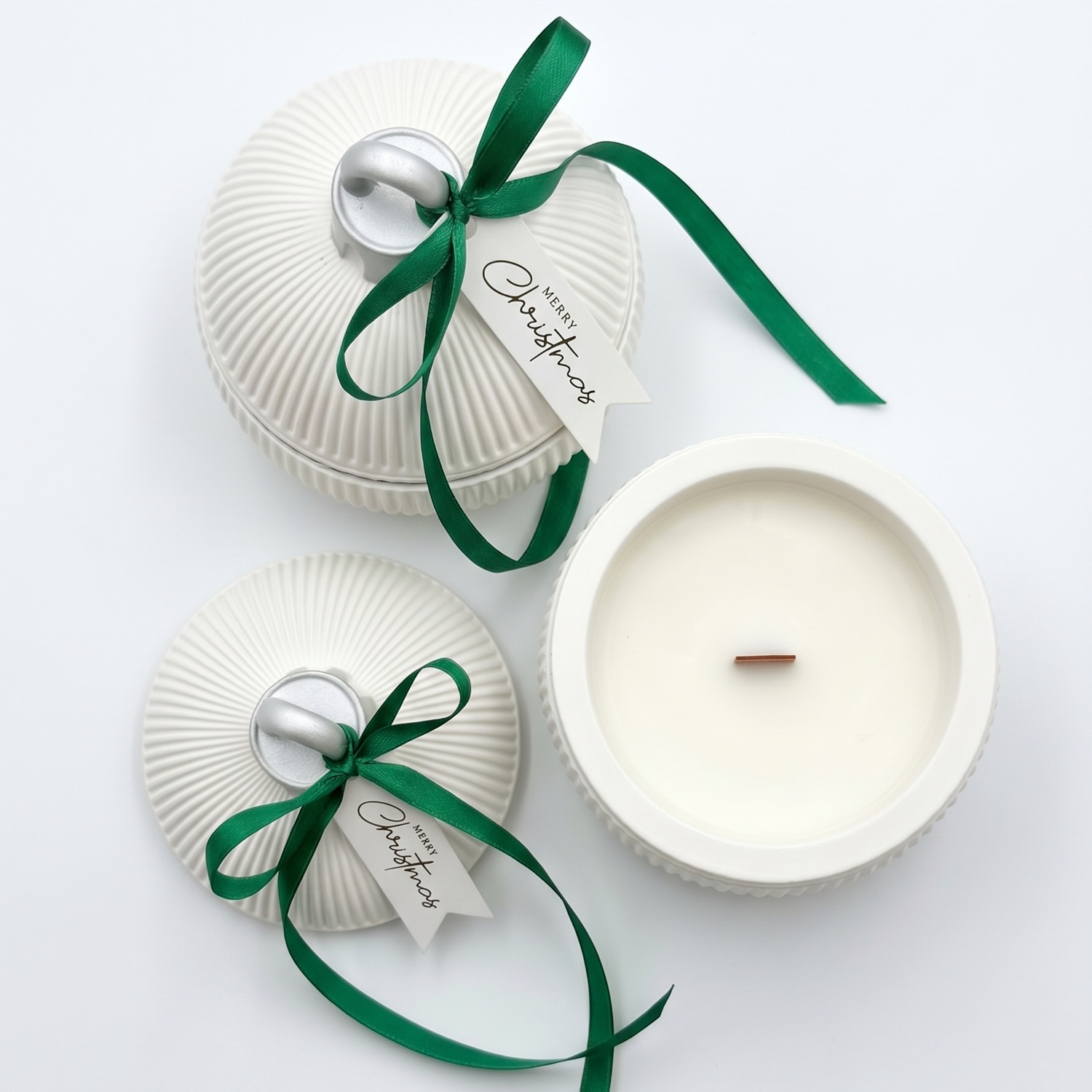 Κερί Christmas Bauble Elegance - Λευκό / Χρυσό / Χειμωνιάτικη Μαγεία