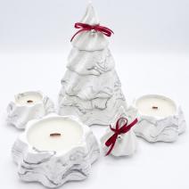 Κερί Christmas Tree - Λευκό / Ασημί / Χειμωνιάτικη μαγεία, Μελόψωμο, Χριστουγεννιάτικα γλυκά