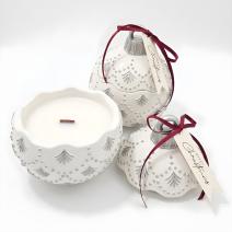 Κερί Christmas Bauble Enchanted - Λευκό / Ασημί / Χειμωνιάτικη Μαγεία