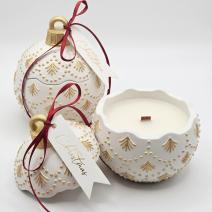 Κερί Christmas Bauble Enchanted - Λευκό / Χρυσό / Χειμωνιάτικη Μαγεία