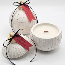 Κερί Christmas Bauble Charming - Λευκό / Χρυσό / Χειμωνιάτικη Μαγεία